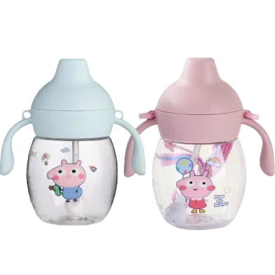 Mumpot Baby Kettle Duck Beak Cute Cartoon Children Straw Bottle Portable Water Cup 280 ml-1 Pc Any Color - Rokomari product